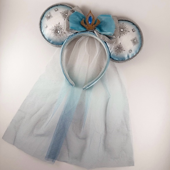 Disney Parks Frozen Elsa Ears Headband with Veil - Picture 1 of 5